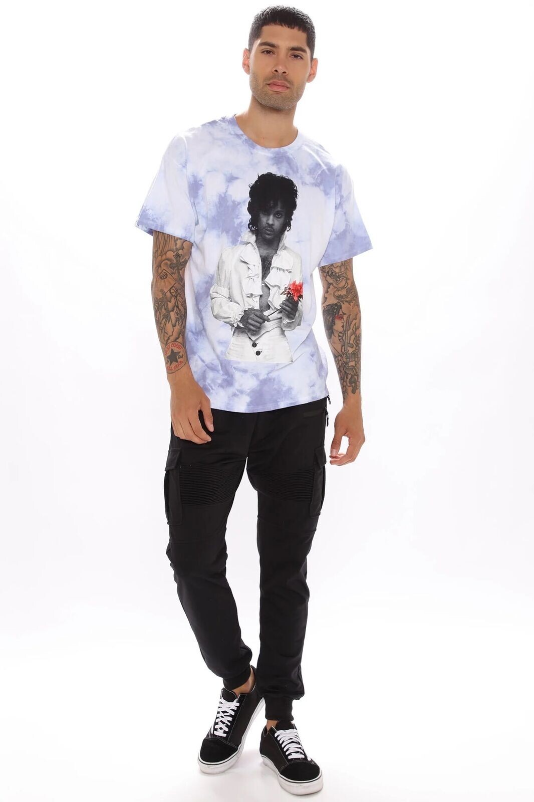 Prince Mens Official Licensed Rose Purple Rain Graphic Tie Dye Tee T Shirt Med gallery