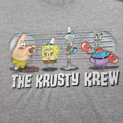 VINTAGE Nickelodeon SpongeBob SquarePants Shirt Men XL Gray Krusty Krew 2003 Y2K