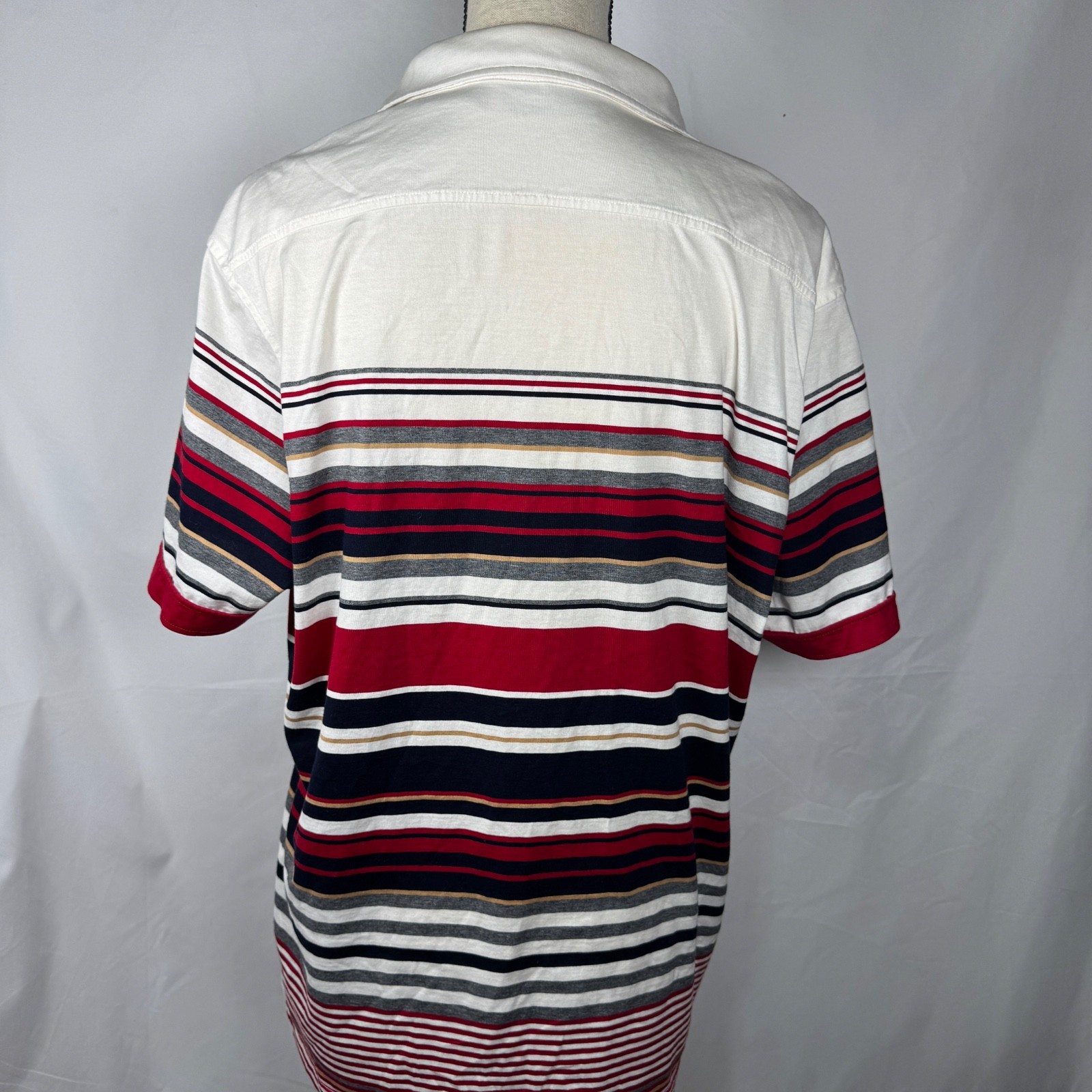 Murano Liquid Luxury Shirt Mens XL Red Blue White Striped Short Sleeve Slim Fit gallery