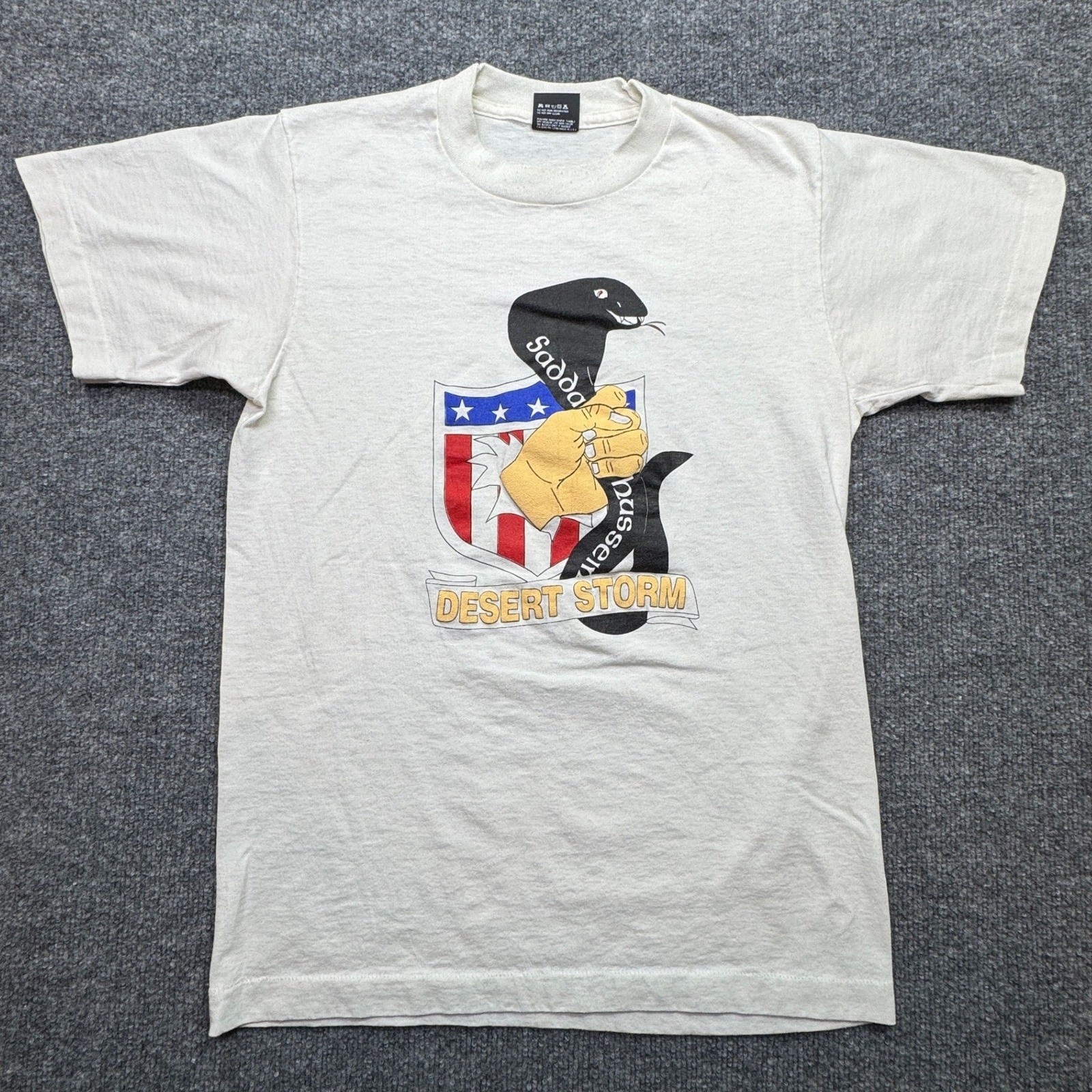 Vintage Desert Storm Screen Stars Best T-Shirt Mens Medium White Graphic Tee USA