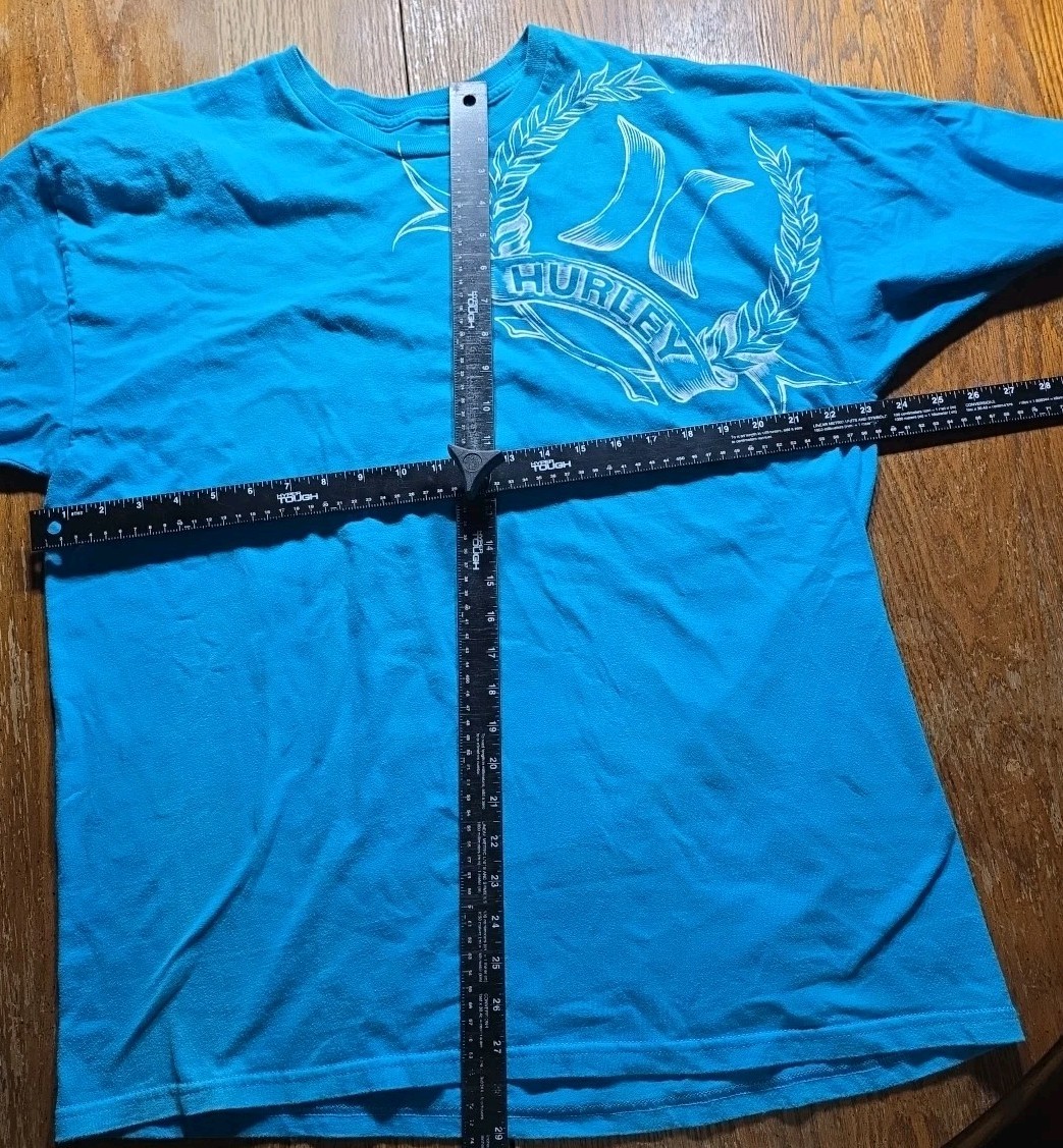 Y2K Vintage Hurley Graphic Short Sleeve T-shirt Grunge Skate Surf XL Blue gallery