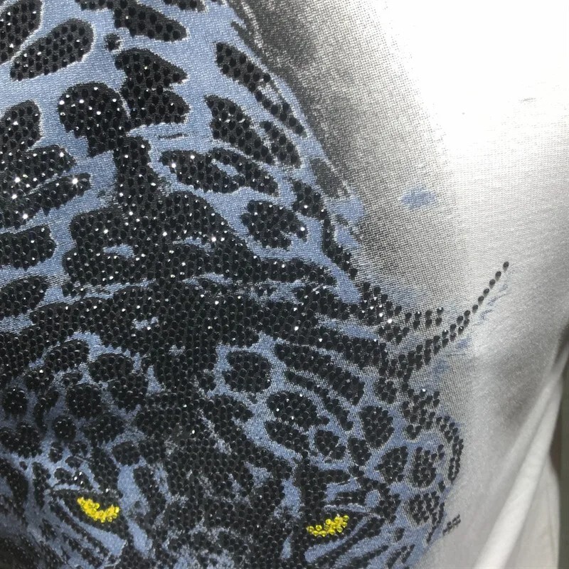 New Men Luxury Leopard Rhinestones Fashion Black White T-Shirt High Quality gallery