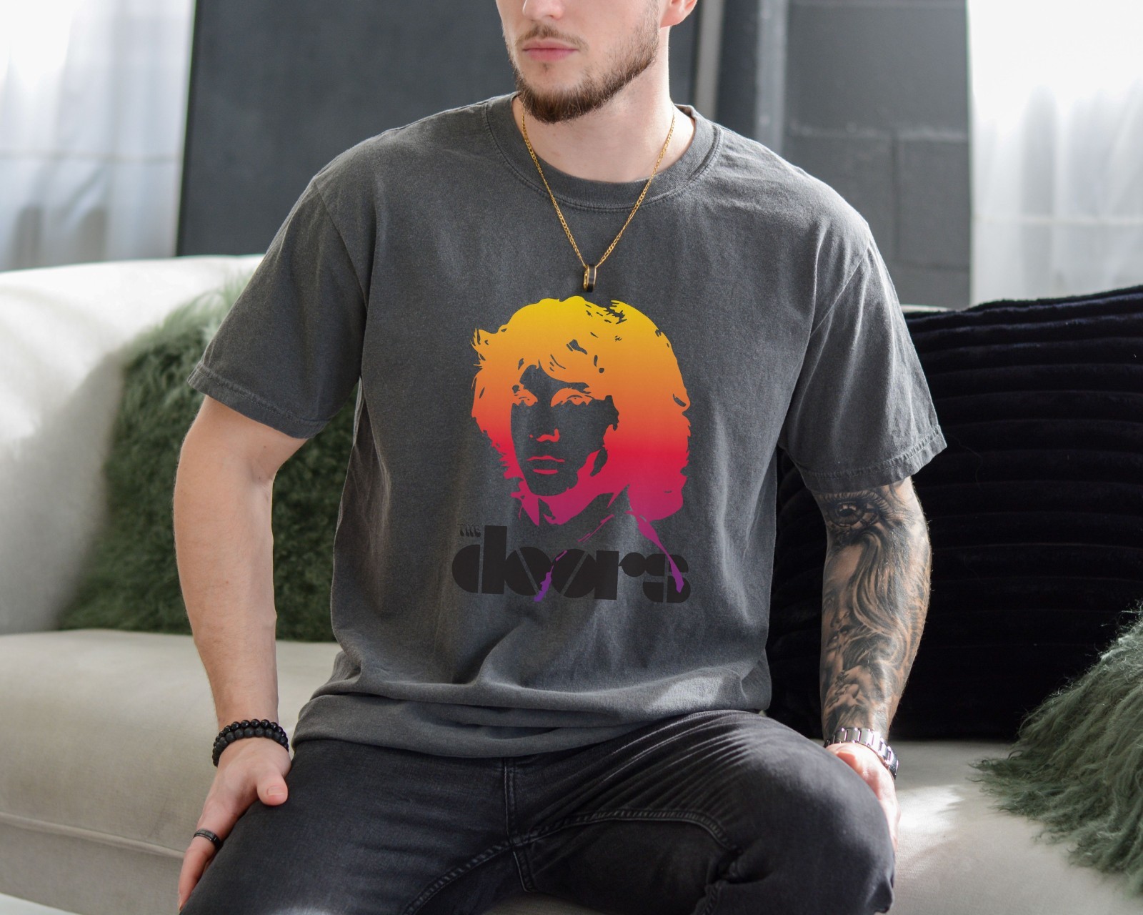 The Doors Jim Morrison T-Shirt on Premium Vintage Black Comfort Colors 1717 Tee gallery