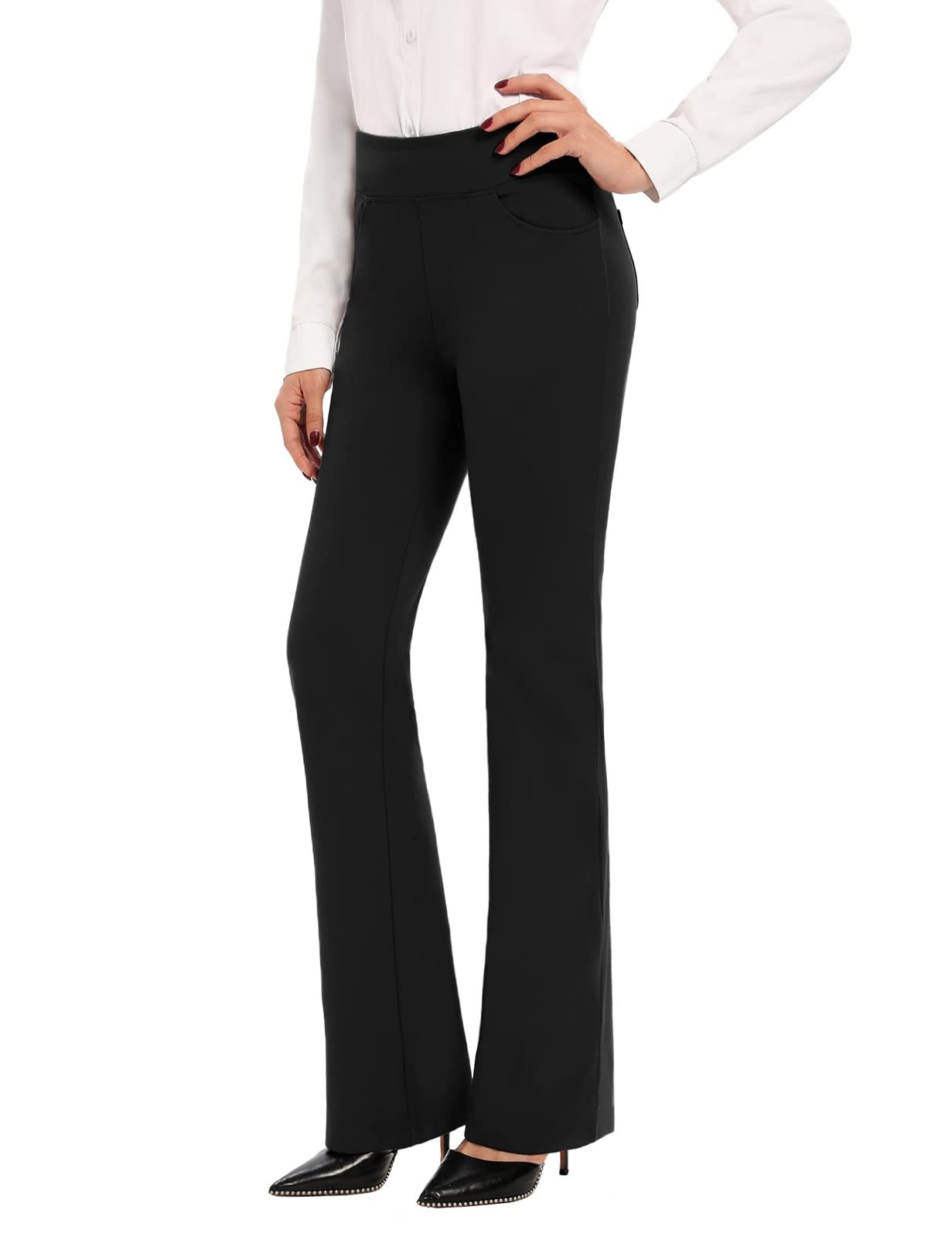SEVEGO Tall Women’s Bootcut Dress Pants 35″ Inseam, High Waist Stretch Work P…