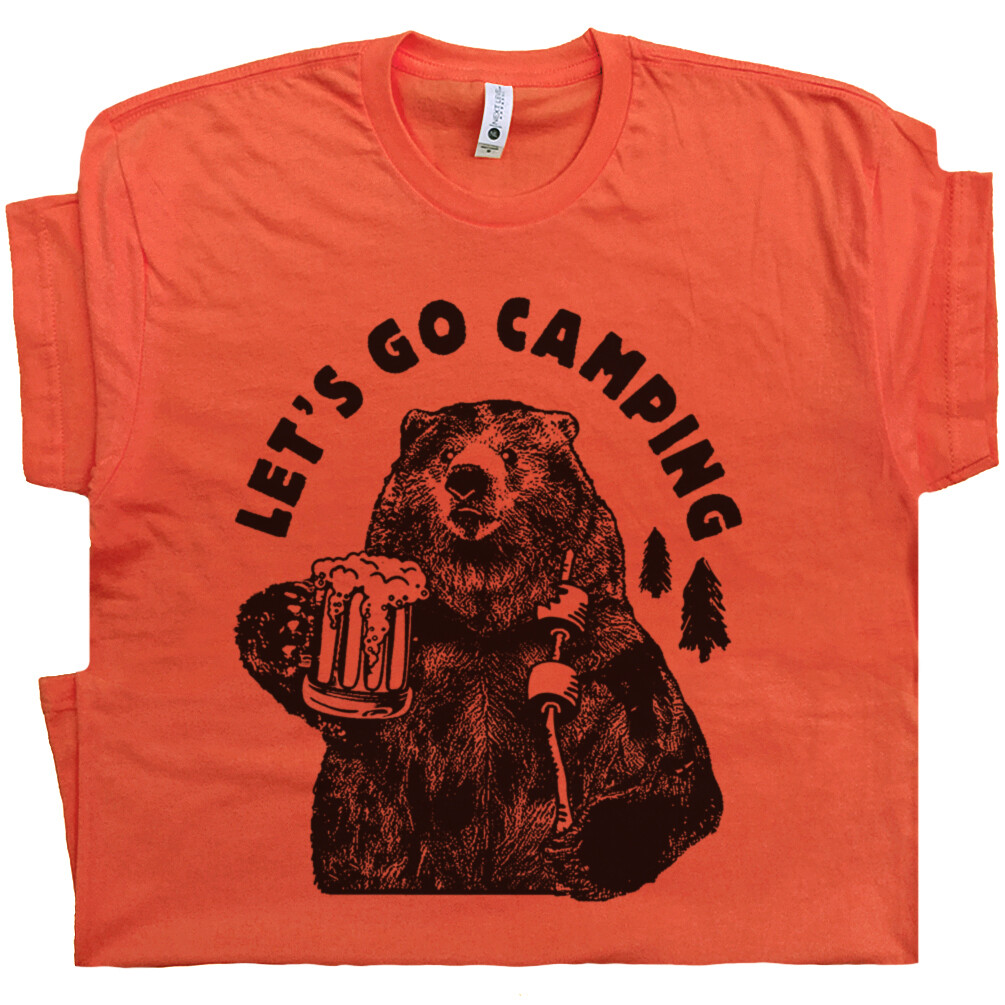 Let's Go Camping T Shirt Funny Bear Cool Saying Yellowstone Yosemite Men Women gallery