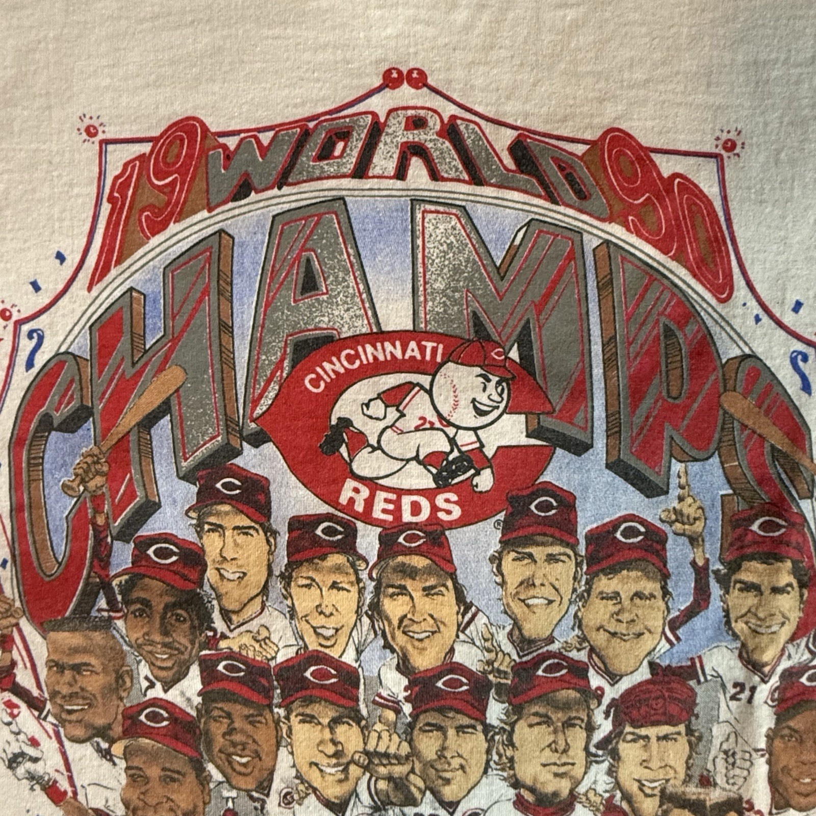 CINCINNATI REDS 1990 World Series Champs Licensed T-Shirt. LARGE Dead Stock VTG gallery