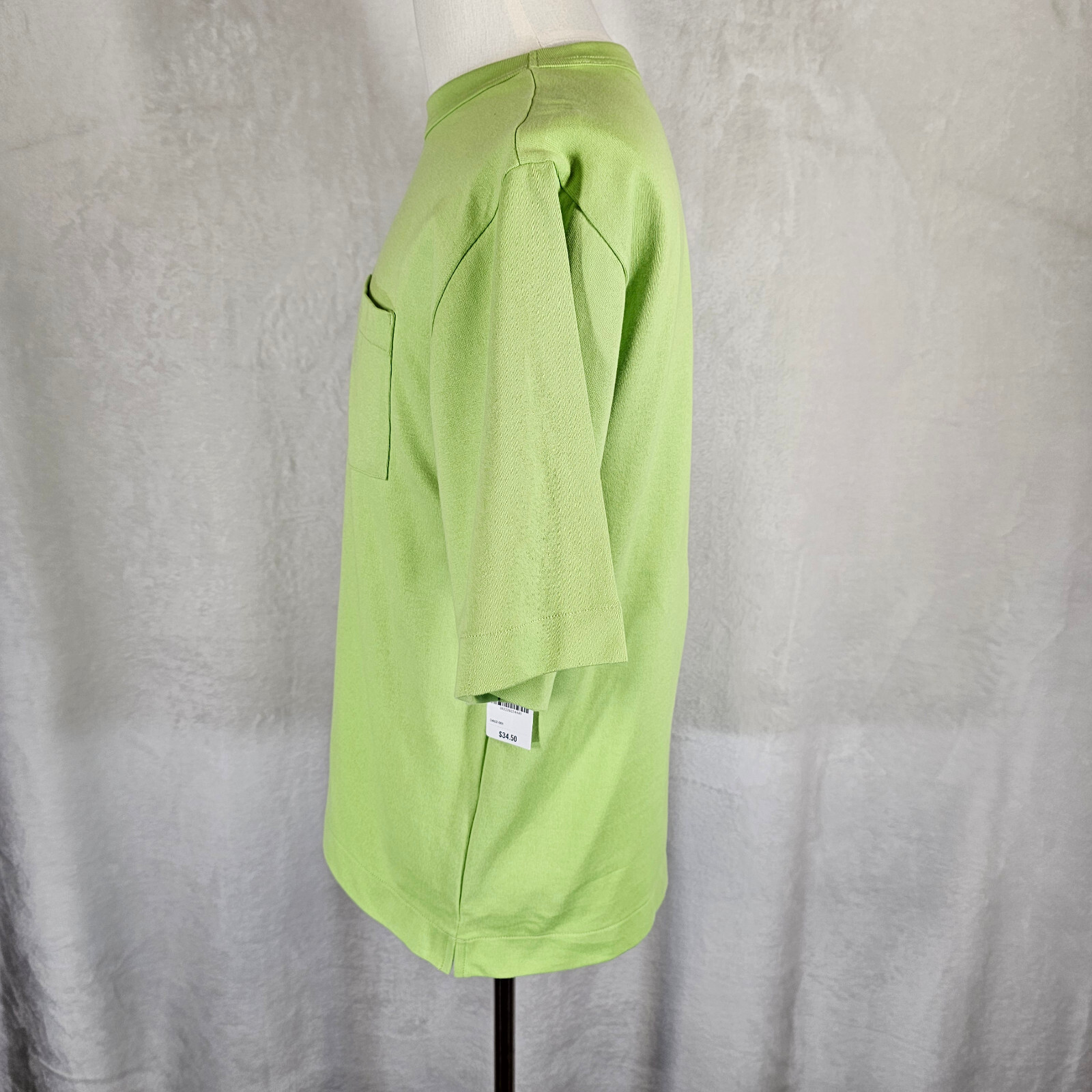 Mode of One Mens Relaxed-Fit Textured T-Shirt Chest Pocket Acid Green Size S NWT gallery