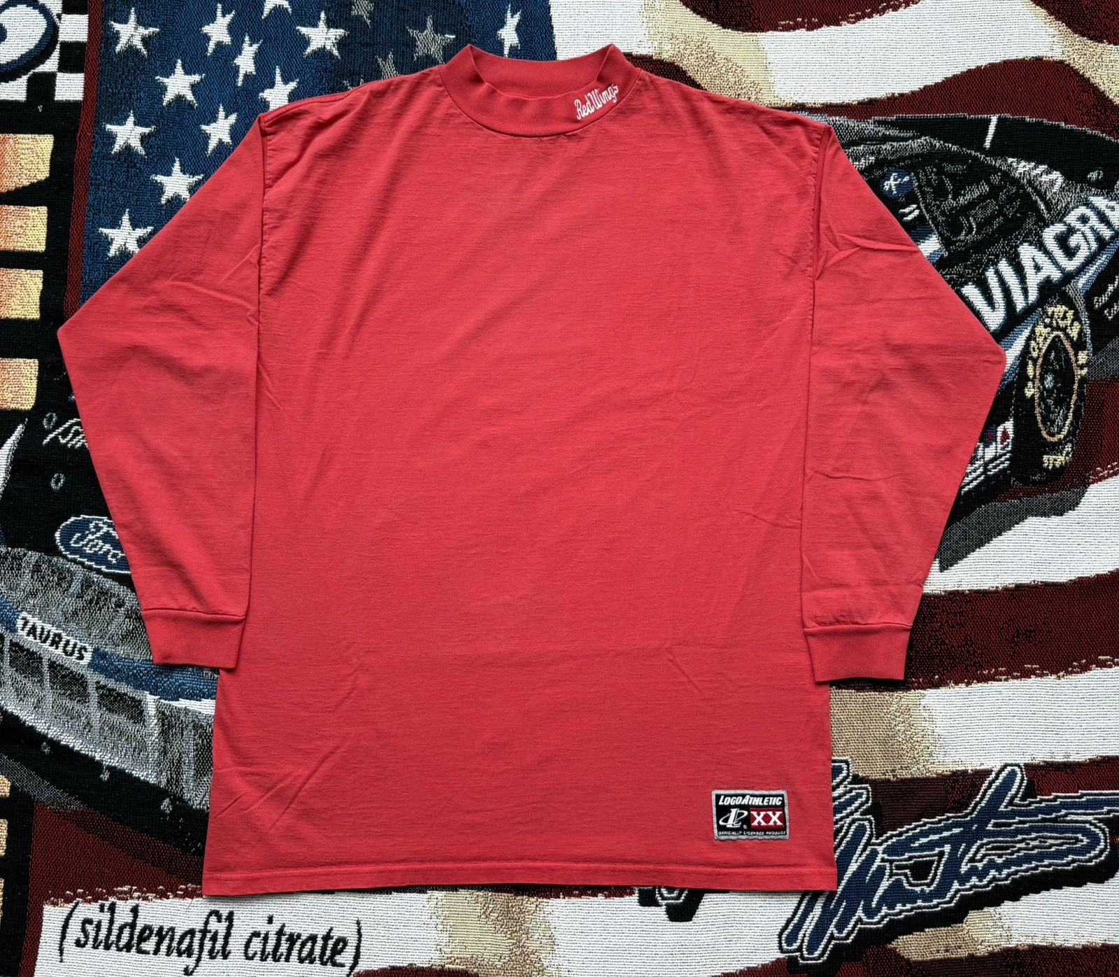 Vintage Logo Athletic Detroit Red Wings Mock Neck Tshirt Mens 2xl Turtle Neck gallery