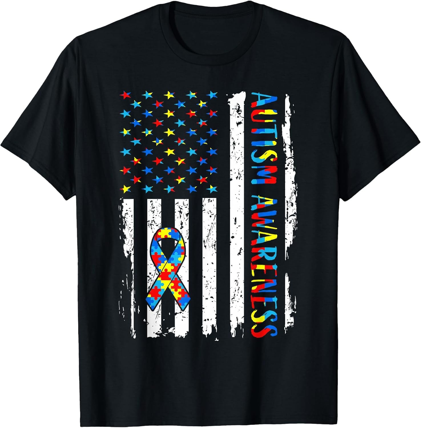 NEW LIMITED! Autism Awareness Mom Dad USA Flag Autistic Tee - MADE IN USA gallery