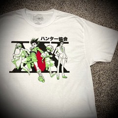 HUNTER x HUNTER T-SHIRT white anime manga japanese letters kanji ADULT L XL 2XL
