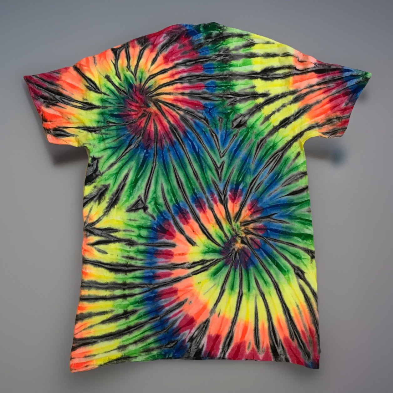*New* 2XL - Sm Handmade Tie Dye, Rainbow Black Twin Spiral, Crew or V-Neck gallery
