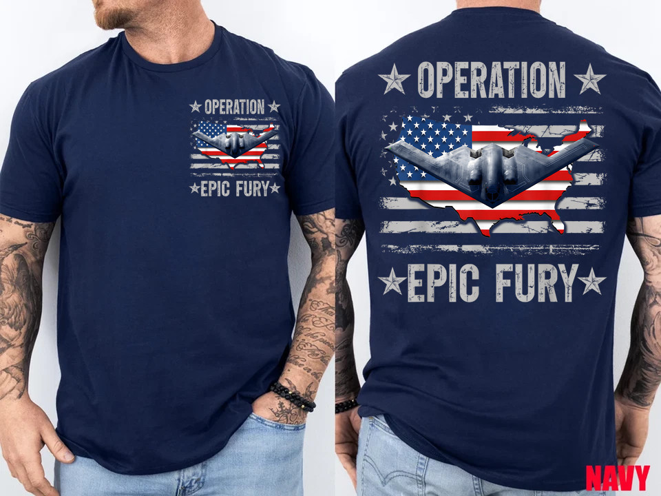 Operation Epic Fury US Flag Front Back Print T-Shirt