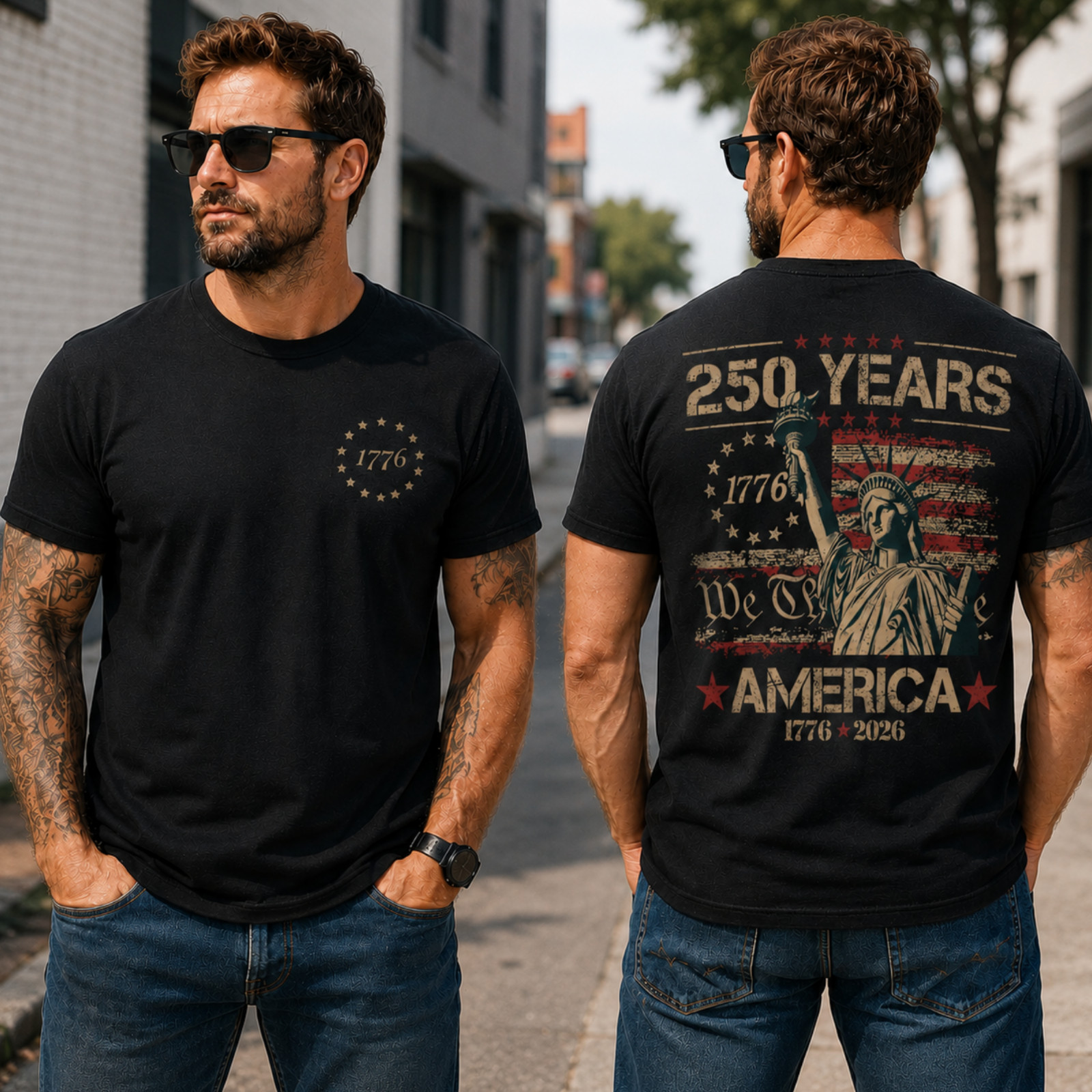 Patriotic USA 250th Anniversary Shirt Men 1776 2026 Eagle Flag July 4th (S-5XL) gallery