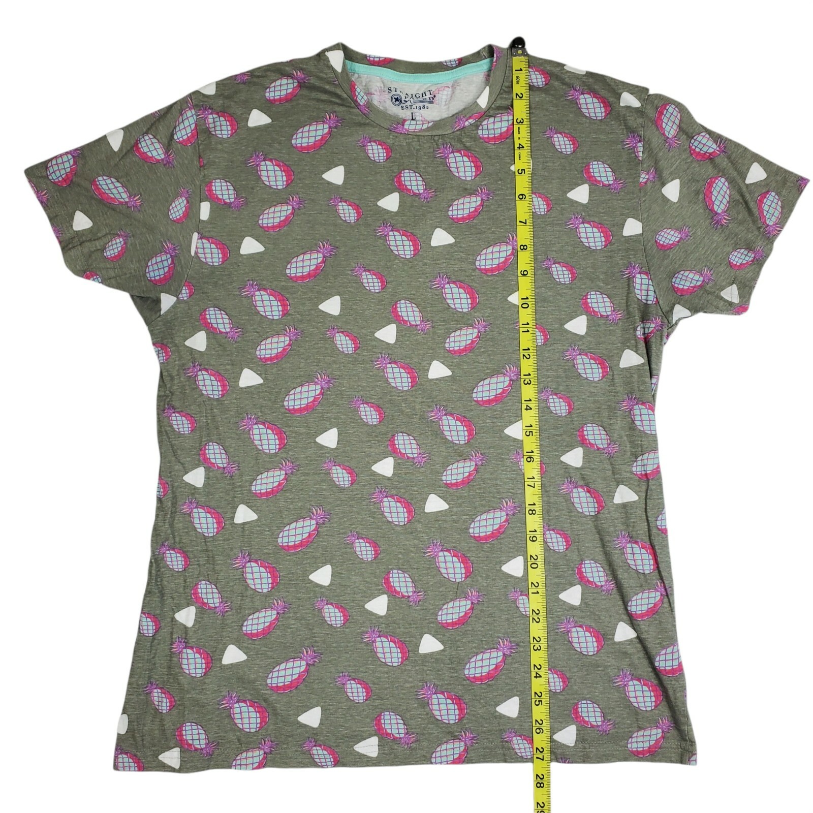 Straight Faded Mens T Shirt Sz L Gray Pineapple Graphic All Over Short Sleeve gallery