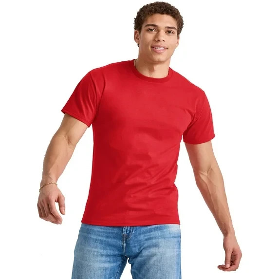 Hanes Essentials Men’s Short Sleeve T-Shirt, Size M Red –U7–