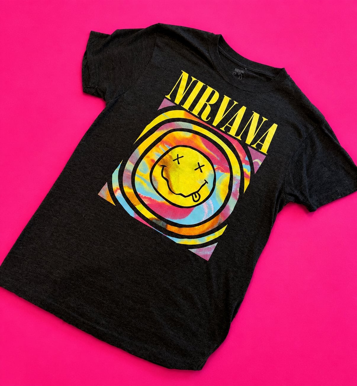 Nirvana Tie-Dye Smiley Face Graphic T-Shirt