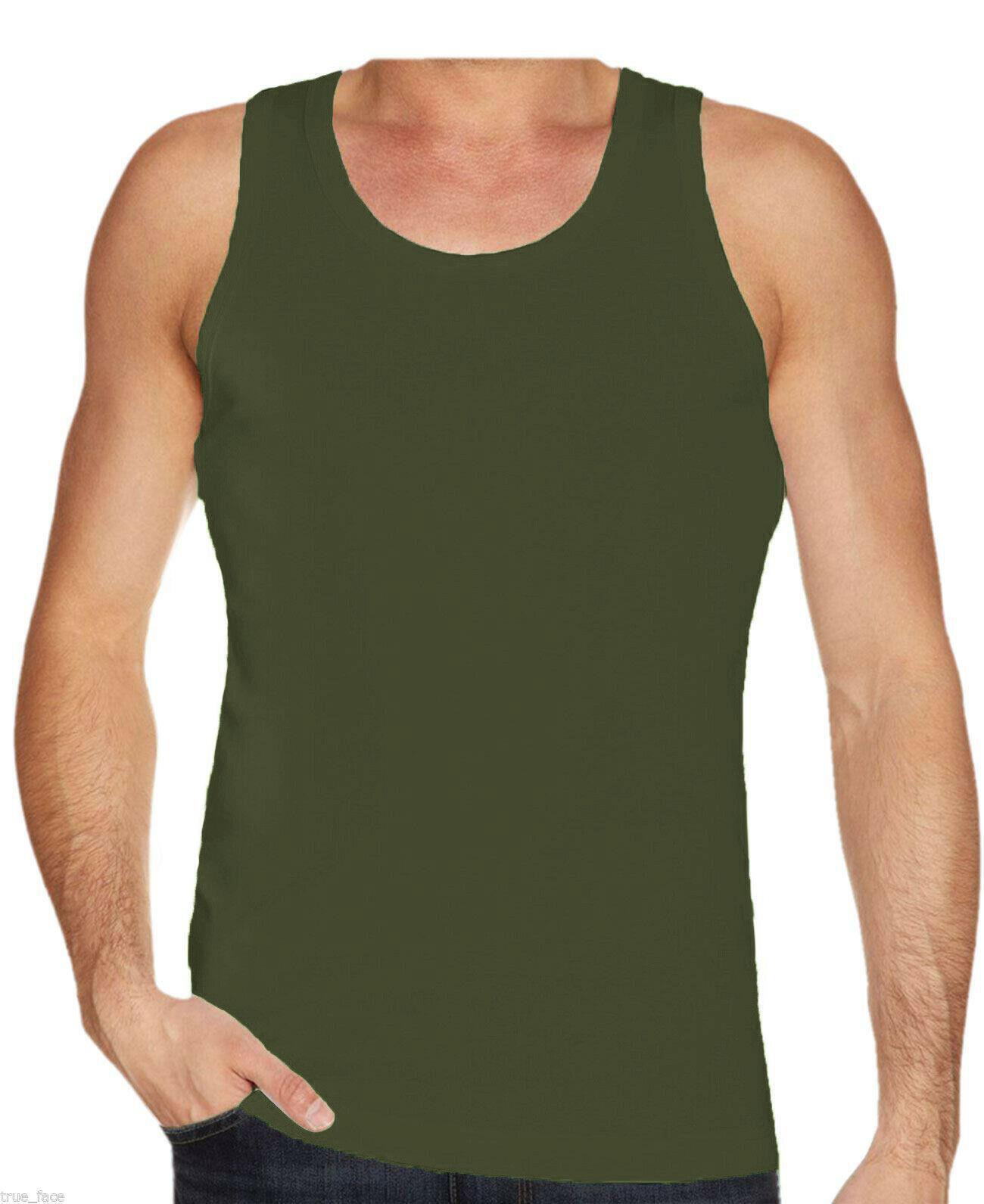 6 Pack Mens Vests 100% Cotton Plain Tank Gym Sports Summer Training Tops S-2XL gallery