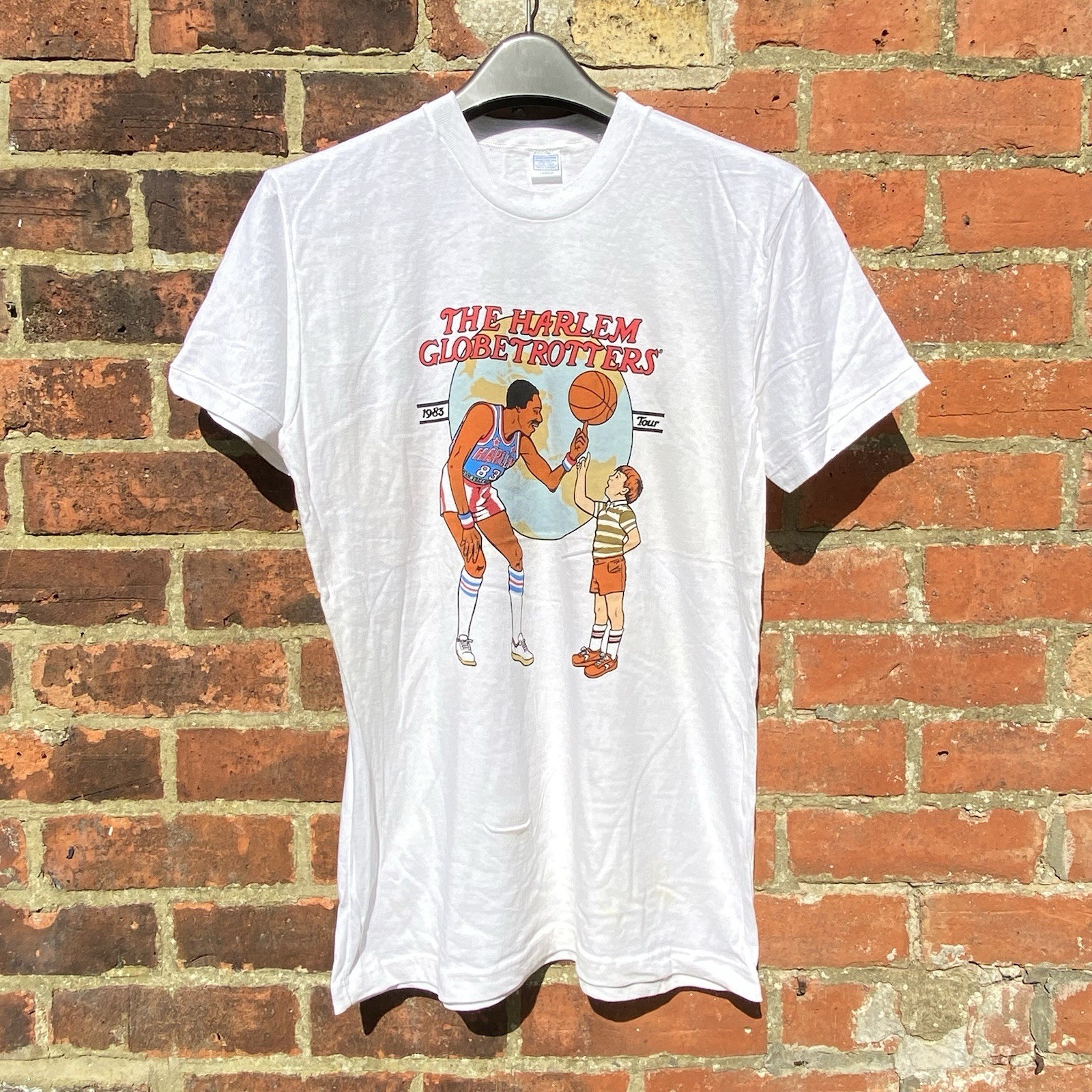 Vintage 80s Harlem Globetrotters T Shirt 1983 Tour USA Basketball Single Stitch