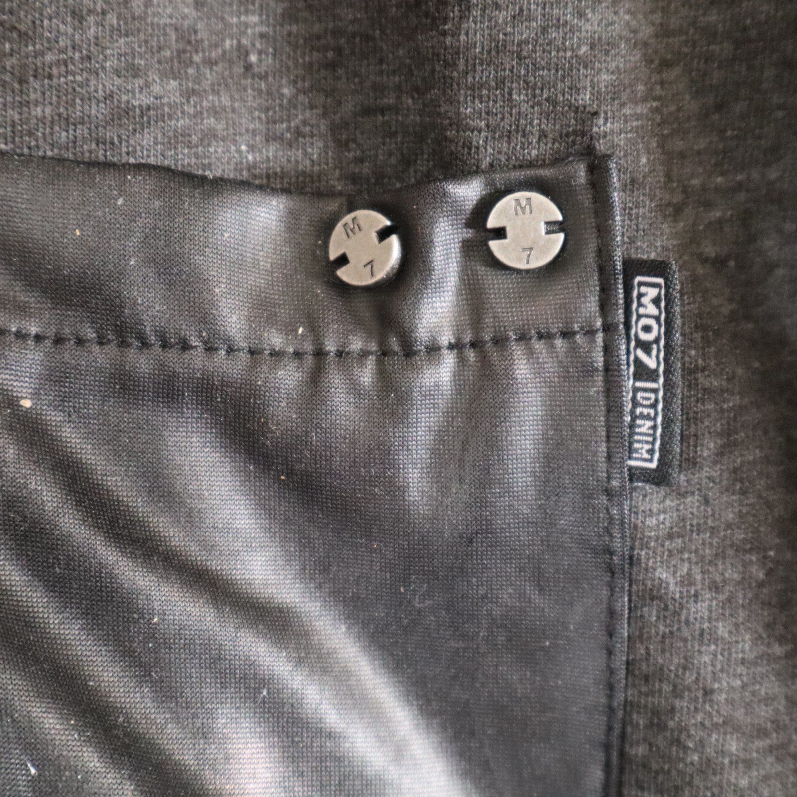 MOST OFCL SEVEN Men’s T‑Shirt Gray Faux Leather Short Sleeves Grunge Bike–Size L gallery