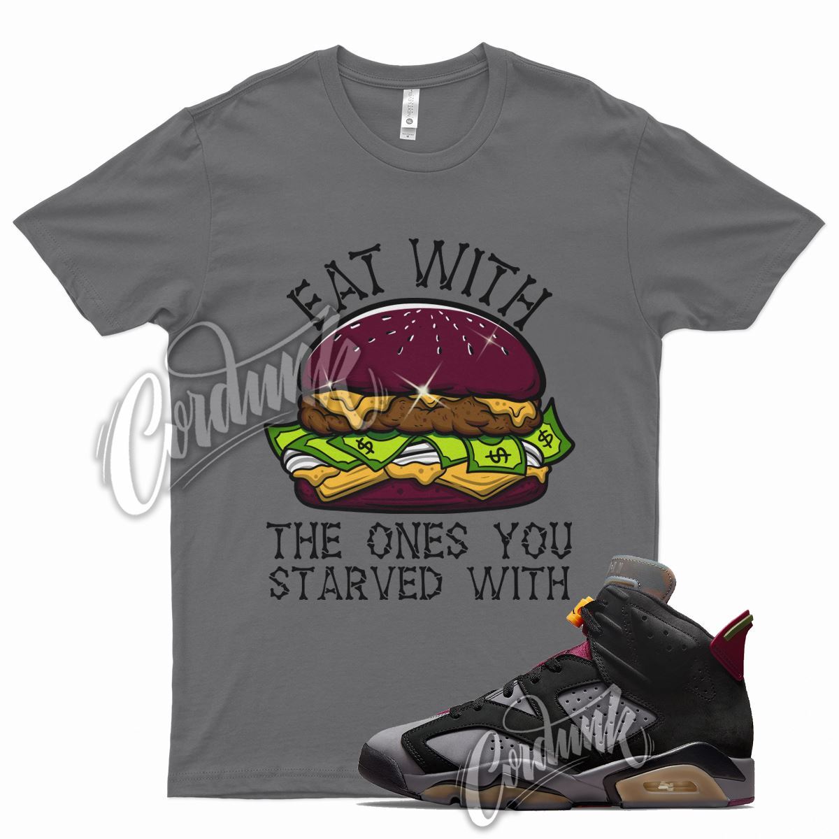 Grey EAT T Shirt for Air J1 6 Bordeaux Light Graphite Dark Maroon Charcoal gallery