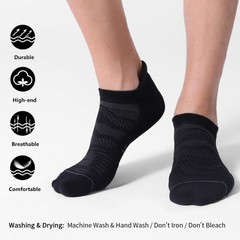 CelerSport 6 Pack Men’s Running Ankle Socks with Cushion, Low Cut No Show Ath…