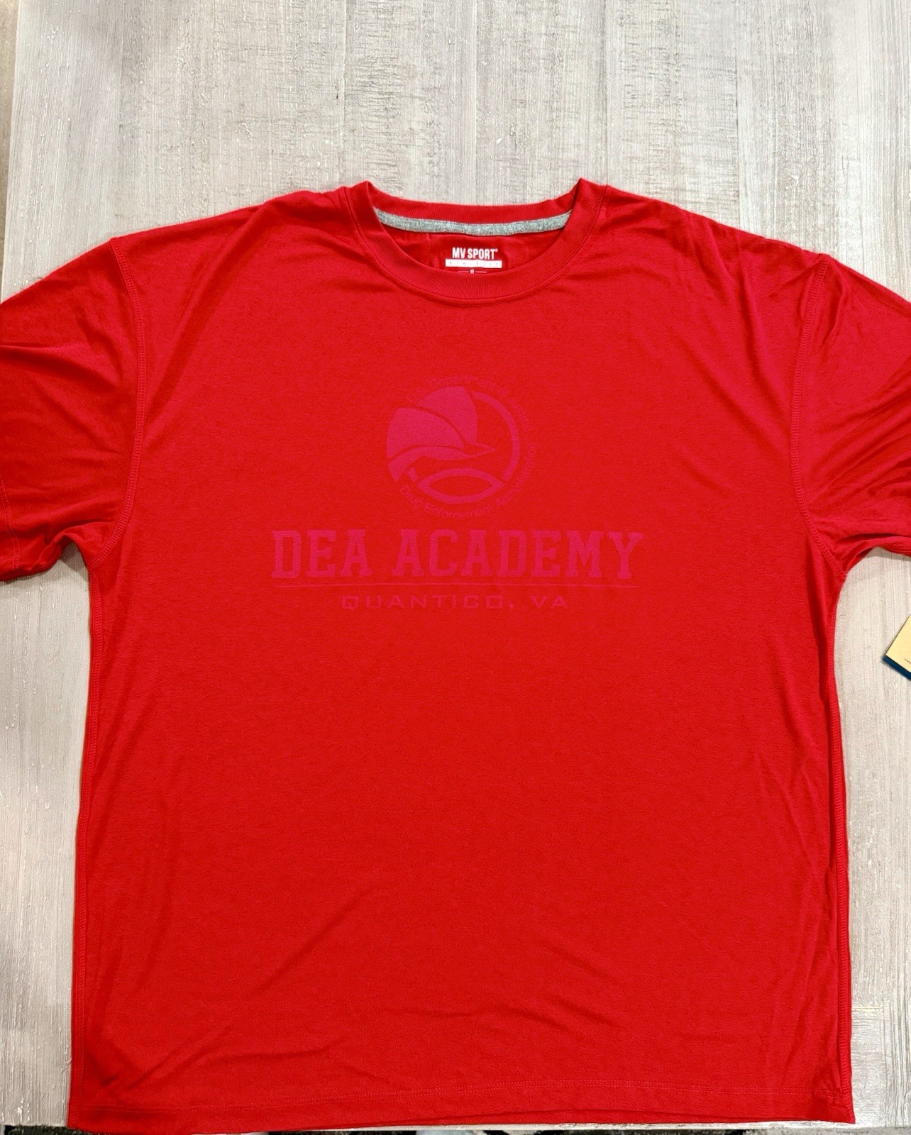“DEA ACADEMY” Red Dri-Fit Style Athletic T Shirt - Size XL - by MV Sport - NWT! gallery