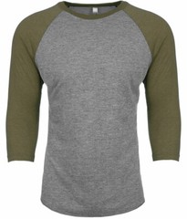 Next Level – UNISEX 3/4 Sleeve Raglan Baseball T-Shirt Tri Blend Plain Tee 6051