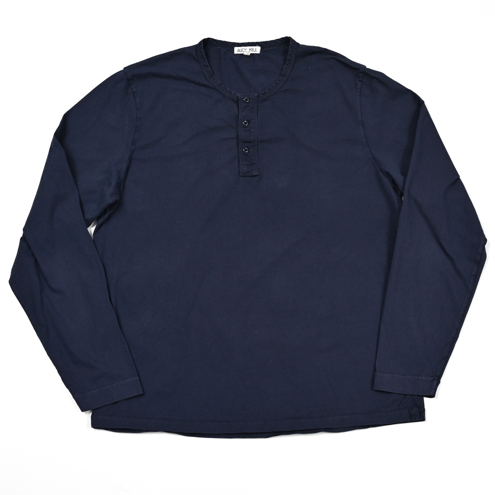 Alex Mill Henley Shirt Men's Large Blue 100% Cotton Long Sleeve Preppy 3 Button gallery