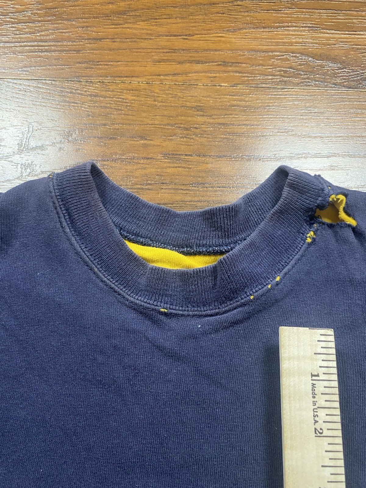 Vtg 80s Russell Reversible Shirt Navy/yellow Size XL Adult Thrashed Grunge gallery