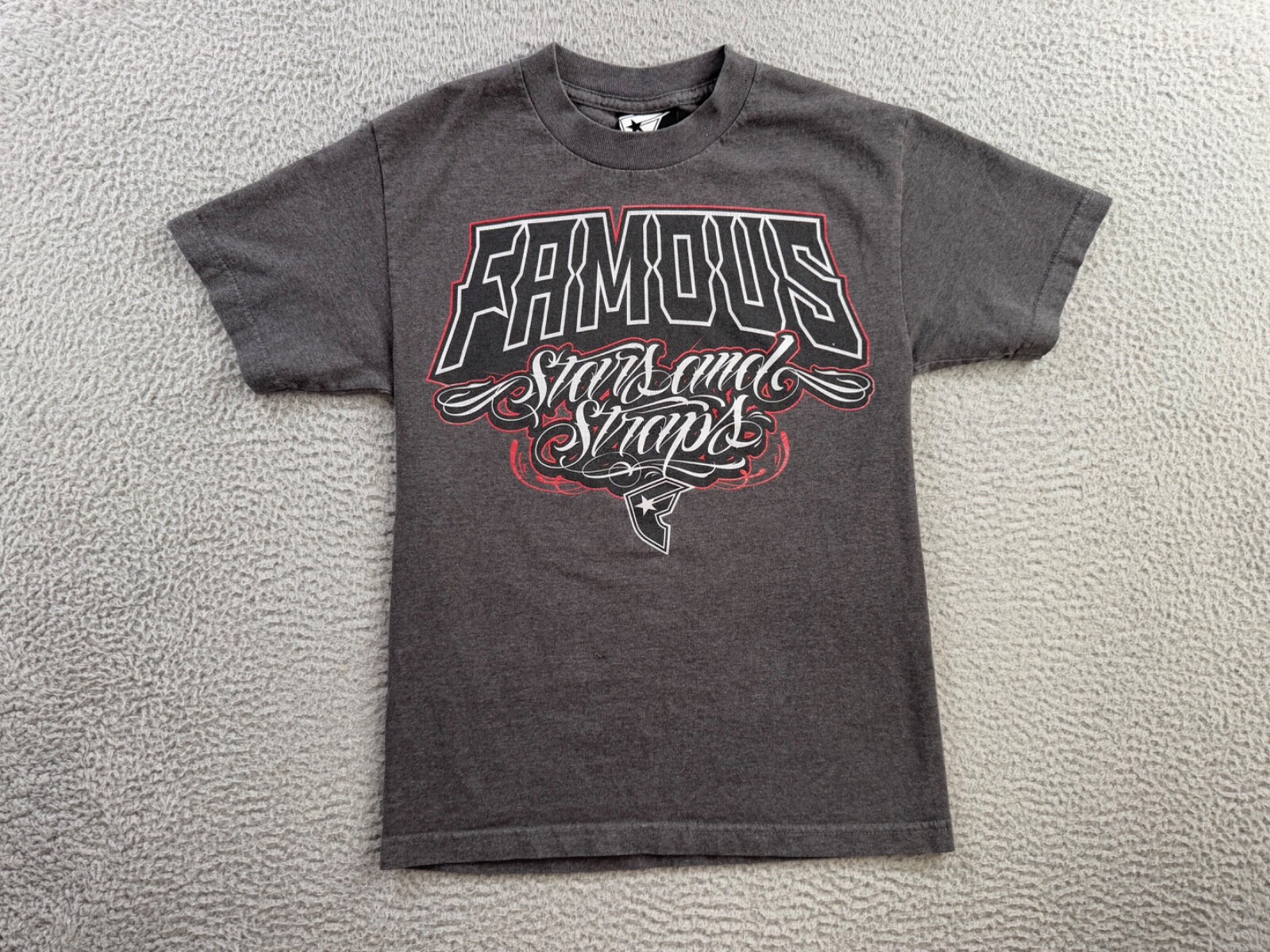 Vintage Famous Stars and Straps Shirt Mens Small Gray Short Sleeve Tee Y2K gallery