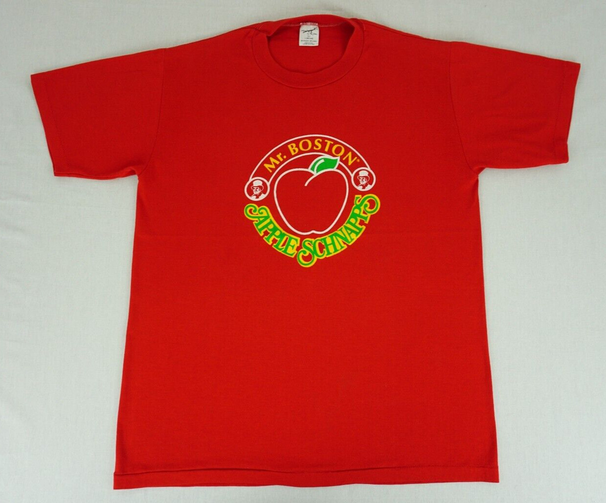 Vintage red Mr. Boston Apple Schnapps liquor shirt tagged large (42-44) gallery