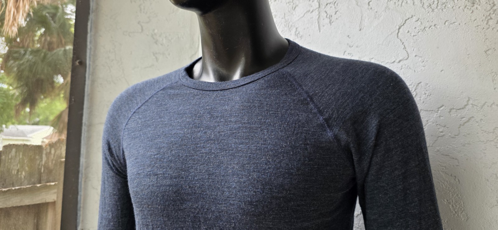 Mack Weldon Heather Blue Raglan Top Merino Wool Cashmere Blend Base Layer Medium gallery