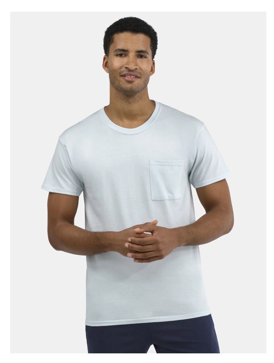 ATHLETIC WORKS Men’s 2XL (50-52) Pocket Cotton Tee Short Sleeve • Aqua Inlet gallery