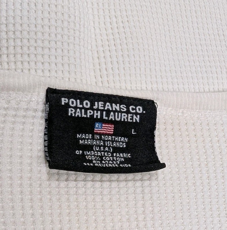 Polo Jeans Co Ralph Lauren Shirt Mens Large Waffle Knit Thermal RL Flag Logo gallery