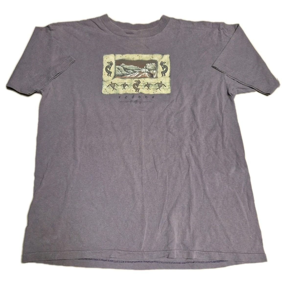 Vtg 90s Sedona Arizona Tee Large Desert Aztec Native Single Stitch Purple Pastel