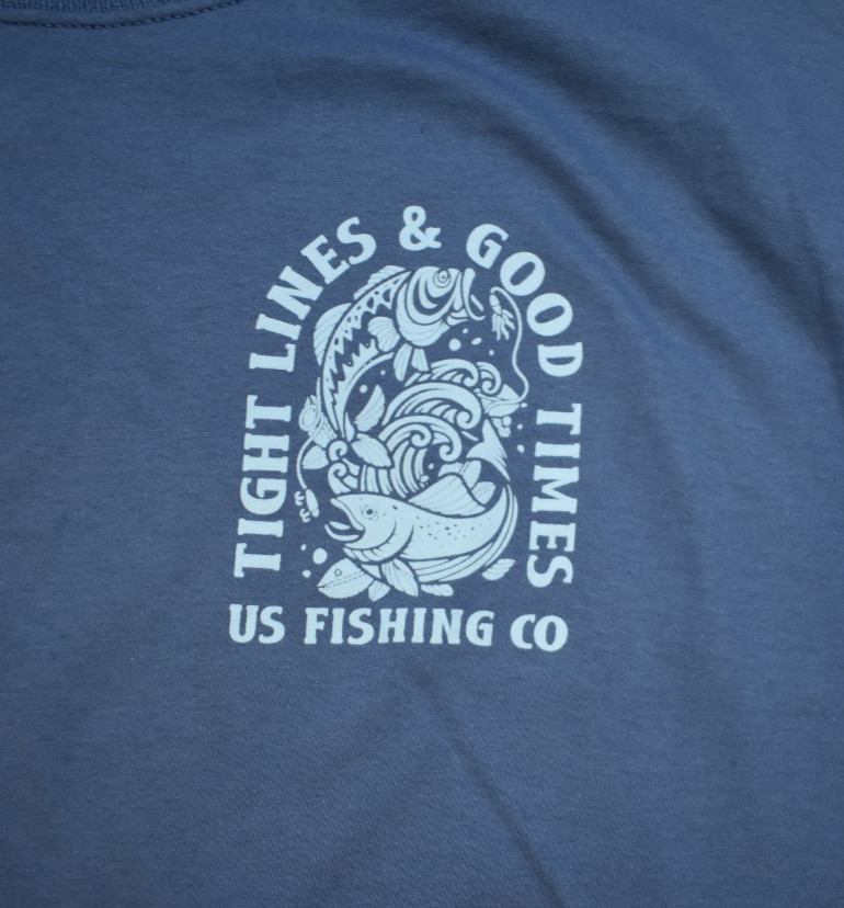 US Fishing Co. Mens Tight Lines, Good Times Long Sleeve Blue Shirt New S-XL gallery