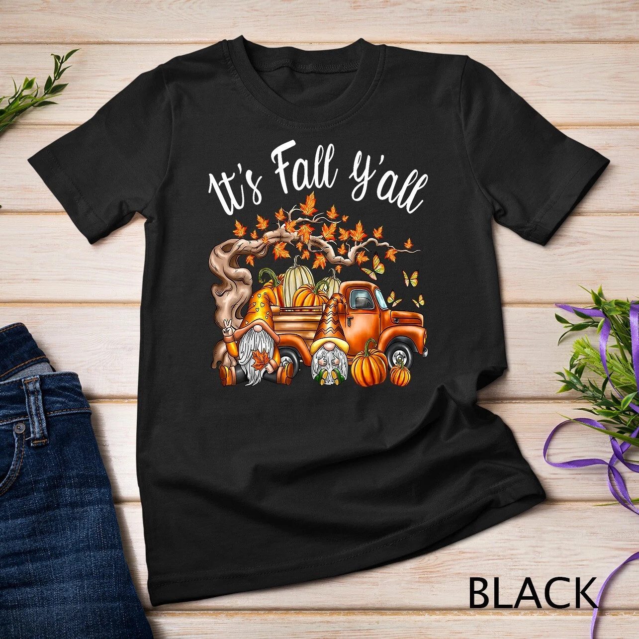 It's Fall Y'all Gnome Pumpkin Autumn Leaves Thanksgiving Unisex T-shirt gallery