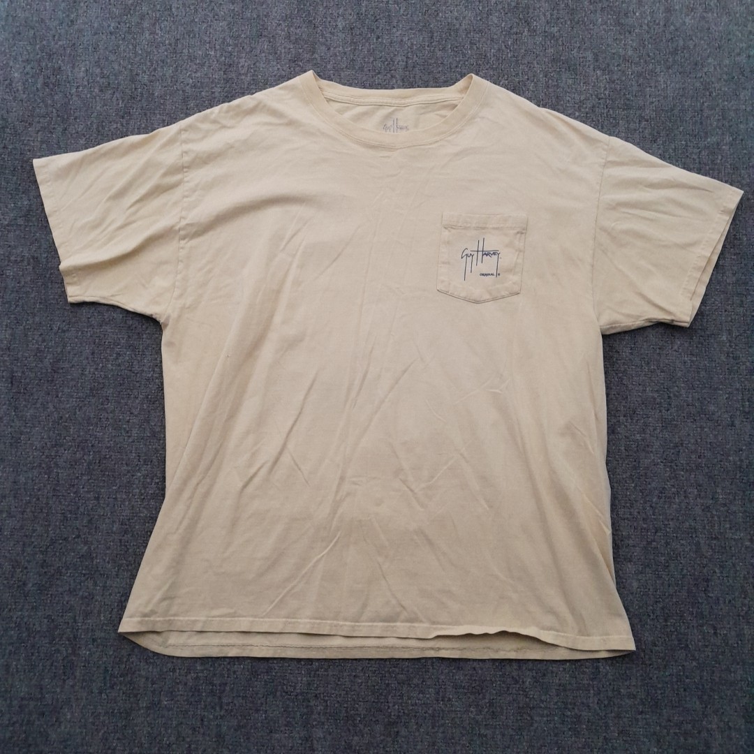Guy Harvey T Shirt Mens Large Yellow Pocket Sting Ray City Outdoors Ocean Beach gallery