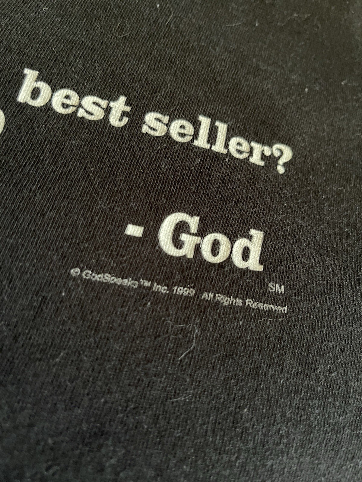 Vtg 99’ Godspeaks T-shirt XL Black ‘Have You Read My #1 Seller’ Short Sleeve gallery