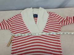 American Eagle Outfitters Striped V-Neck Shawl Collar Long Sleeve Thermal Top LG