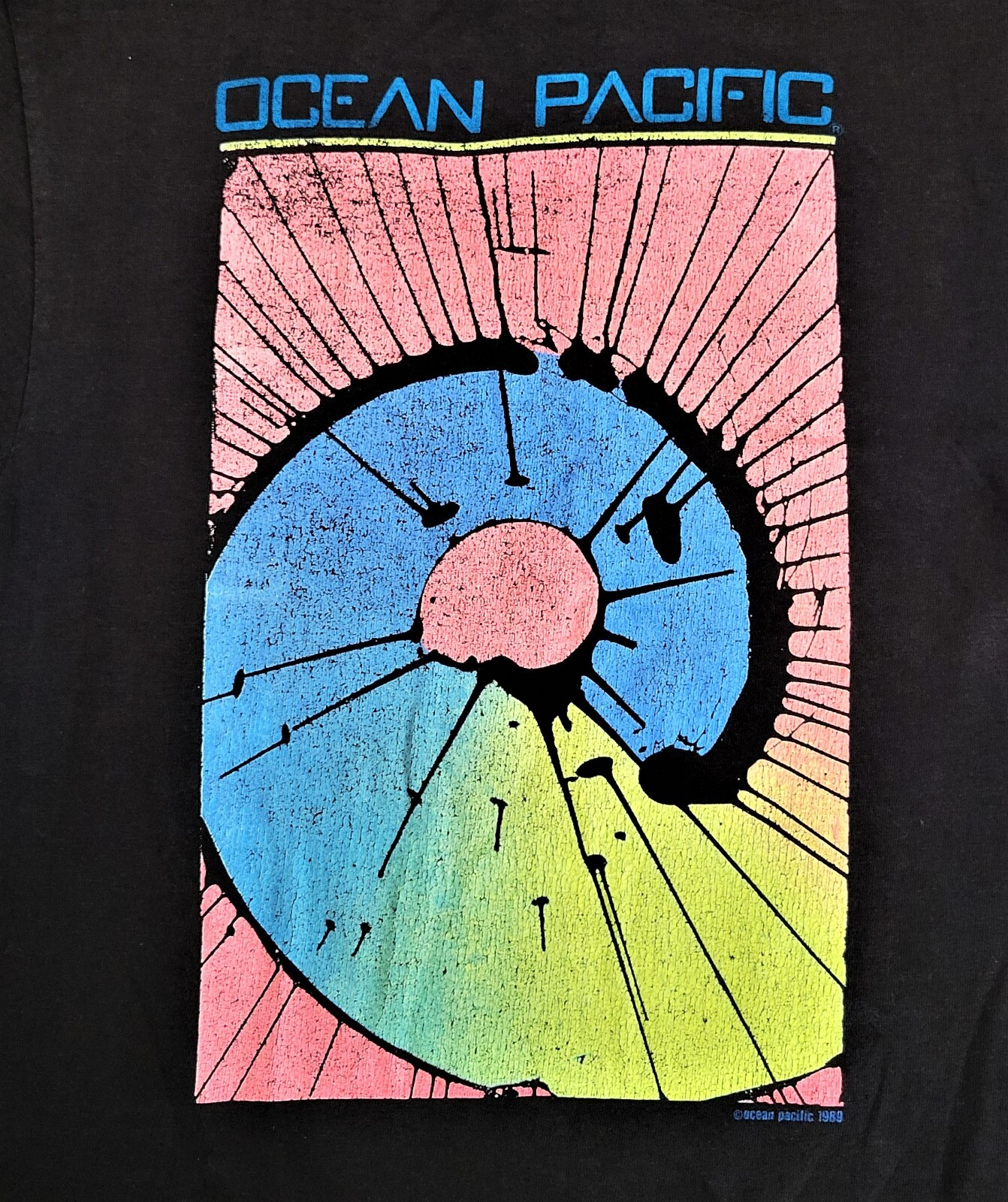Vintage 80s Ocean Pacific T Shirt Vtg 1989 Psychedelic Surf Skate OP Tee USA S gallery
