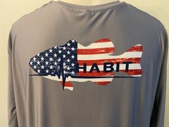 Men’s Habit Solar Factor UPF 40 Long Sleeve flag Fish Americana shirt size 2XL