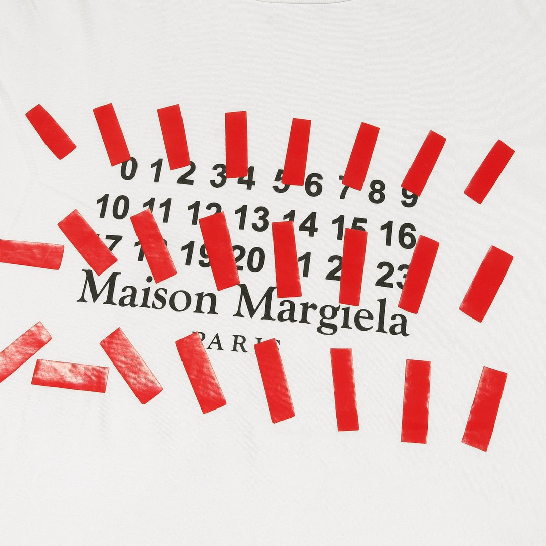 Maison Margiela T-shirt White Size: 40 | 21SS Red Tape Calendar Logo Used BEEG-0 gallery