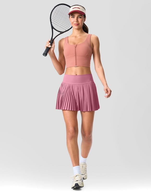 SANTINY Pleated Tennis Skirt for Women with Pockets Shorts Women's High Waist... gallery