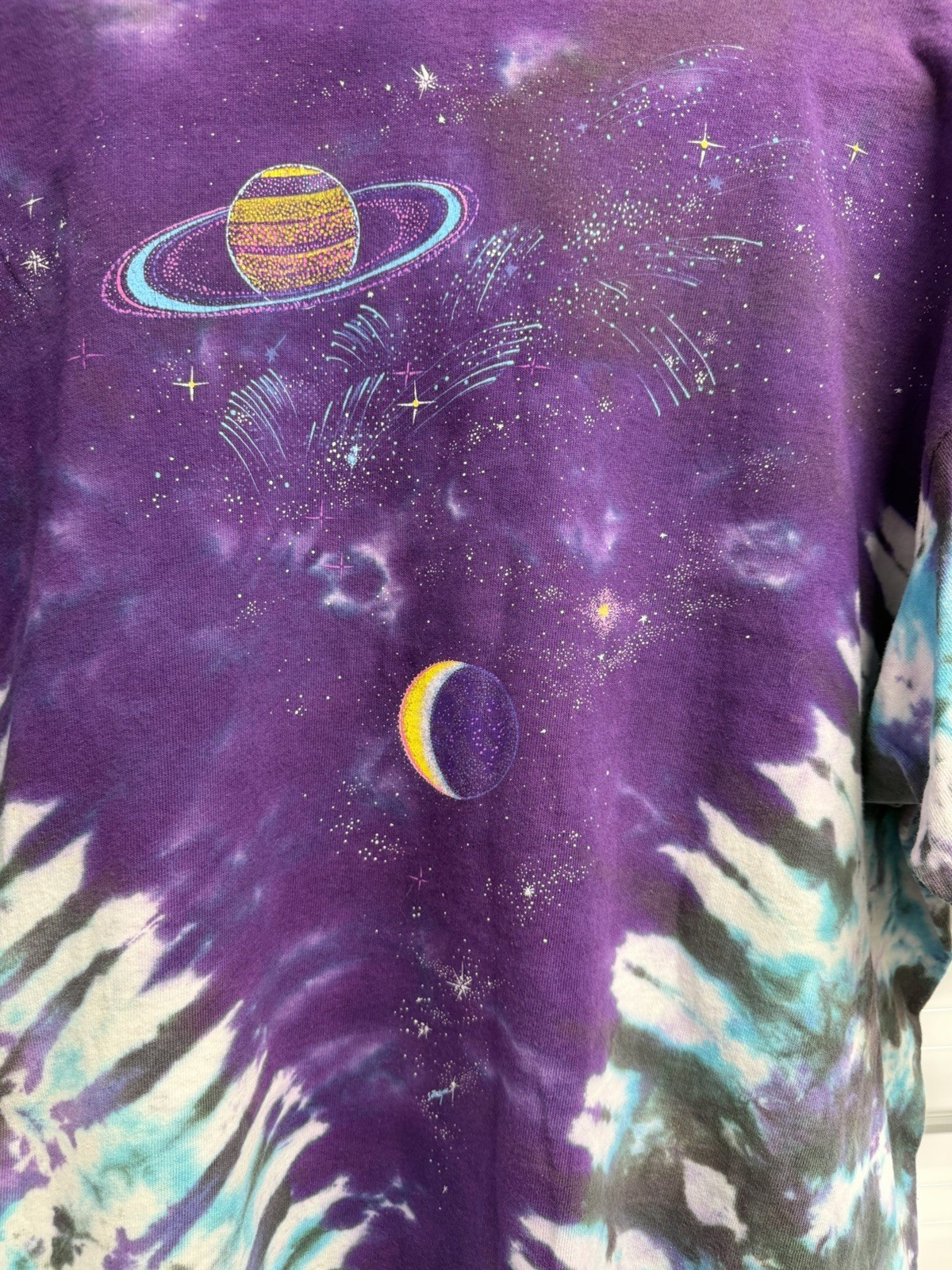 Vintage 1992 Liquid Blue GALAXY Tie Dye T-Shirt Mens XL Hippie Rave Single 90s gallery