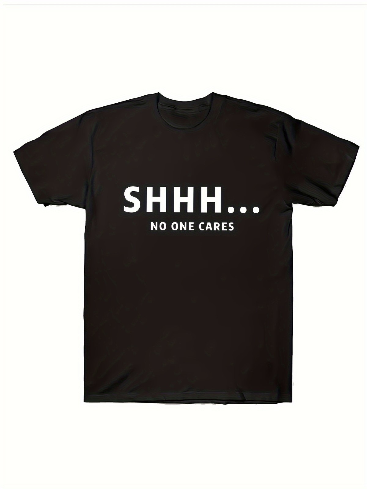 Men'S Front Printed T-shirt SHHH-No One Cares 100% Cotton Funny Pattern T-s gallery