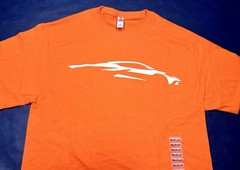 CORVETTE C8, T-SHIRT, MEDIUM, NEON ORANGE W/C8 CORVETTE CAR EMBLEM, NWT-SHIRT!