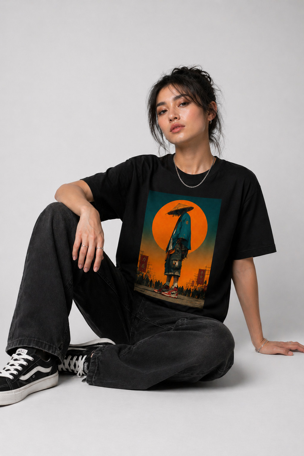 Unisex Graphic Black T-Shirt Cyberpunk Streetwear Loose Fit Japanese Anime Tee gallery