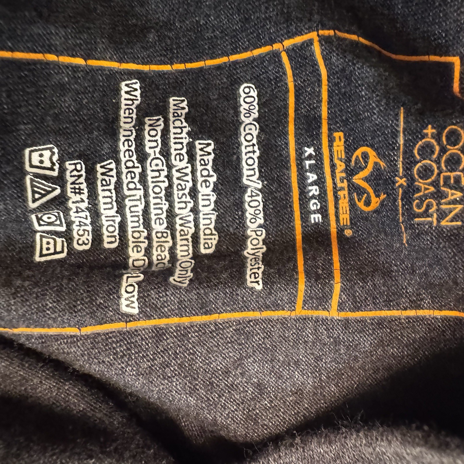 OCEAN & COAST Real Tree Long Sleeve Mens T - Shirt Sz XL Gray Trophy Buck Deer gallery