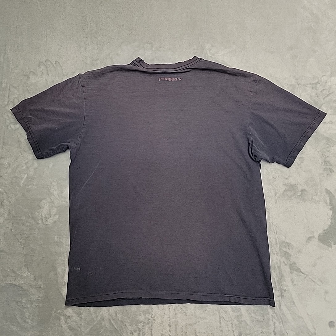 Patagonia Shirt Mens Large Blue Grunge Retro Nature Made in USA Organic Cotton gallery